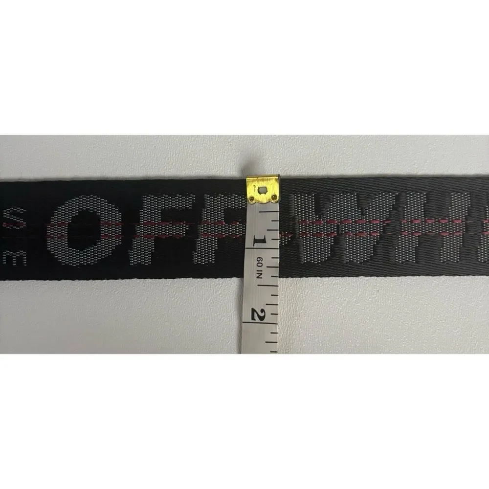 Unisex One Size Off-White D-ring Industrial Nylon Belt 58” In Black/Grey/Red
